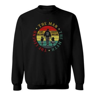 Dope Black Dad The Man The Myth The Legend A Sons First Hero & A Daughters First Love Retro Vintage Fathers Day Sweatshirt - Seseable