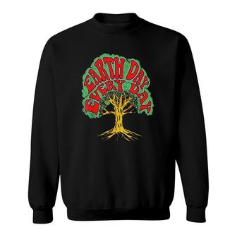 Earth Day Every Day Vintage Hippie Tree Hugger 80S Nature Sweatshirt | Mazezy