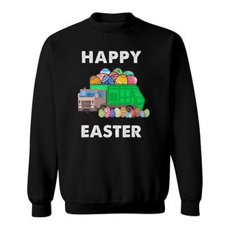 Easter Egg Garbage Truck S Men Boys Easter Bunny Basket Sweatshirt - Thegiftio UK