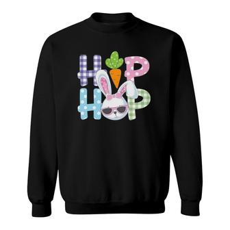 Easter  For Women Girls Hip Hop Plaid Polkadot Bunny Sweatshirt