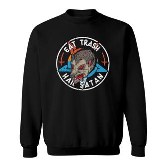 Eat Trash Hail Satan Opossum Pentagram Satanic Garbage Gang Sweatshirt | Mazezy