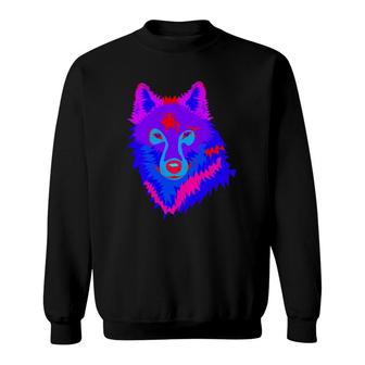 Edm Electronic Dance Music Techno Trippy Wolf Rave Sweatshirt - Thegiftio UK