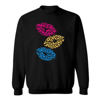 Eighties Girl Leopard Print Lips Women Gift Retro 80S Sweatshirt - Seseable