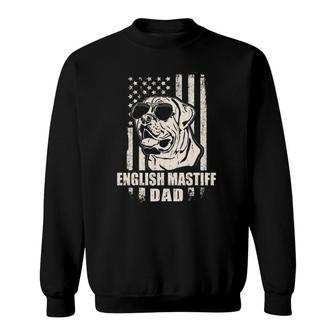 English Mastiff Dad Cool Vintage Retro American Flag Sweatshirt | Mazezy