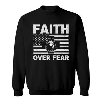 Faith Over Fear White Bible Verse Great Graphic Christian Sweatshirt - Seseable