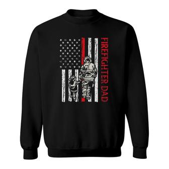 Firefighter Dad Fireman Usa Flag Thin Red Line Father Son Sweatshirt - Seseable
