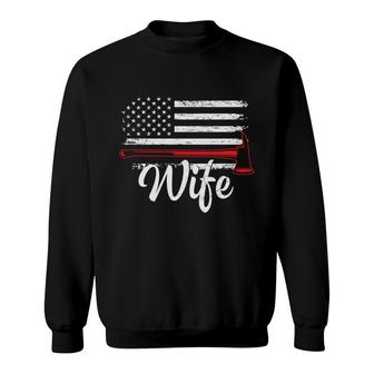 Firefighter Wife Usa Flag Meaningful Great Sweatshirt - Seseable
