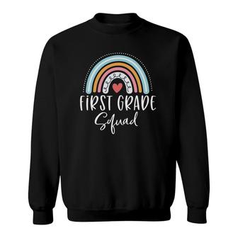 First Grade Squad Cute Rainbow Heart 1St Grade Teacher Sweatshirt - Seseable