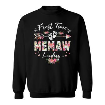 First Time Memaw Est 2022 Promoted To New Grandma Floral Sweatshirt | Seseable UK