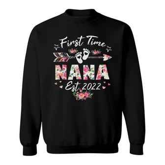 First Time Nana Est 2022 Promoted To New Grandma Floral Sweatshirt | Seseable UK