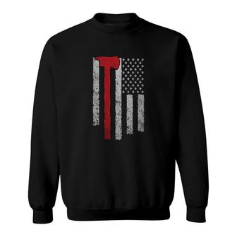 Flag American Firefighter Proud Job Title Sweatshirt - Seseable