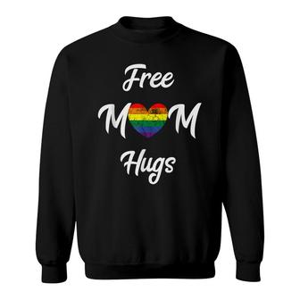 Free Mom Hugs Gay Pride Mother Lgbt Rainbow Heart Gender Sweatshirt - Seseable