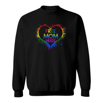 Free Mom Hugs Heart Rainbow Lgbt Pride Womens Sweatshirt | Mazezy