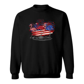 Funny 4Th Of July American Flag Flamingo Independence Day Sweatshirt - Seseable