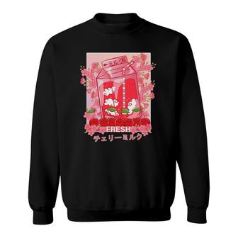 Funny 90S Kawaii Anime Style Japanese Cherry Milkshake Sweatshirt - Seseable