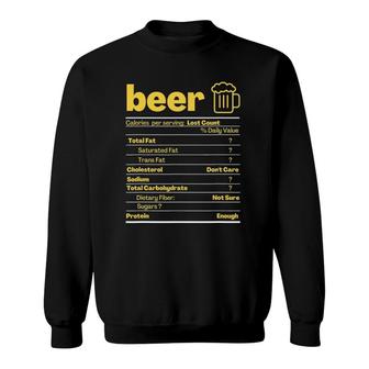 Funny Beer Nutrition Facts Label Thanksgiving Christmas Gift Sweatshirt - Seseable