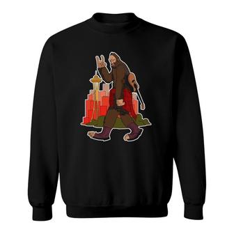 Funny Bigfoot Rock And Roll Seattle Grunge Rock Sweatshirt - Thegiftio UK