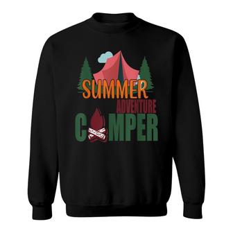 Funny Camper Happy Vacation Summer Adventure Awaits Camper Sweatshirt - Thegiftio UK