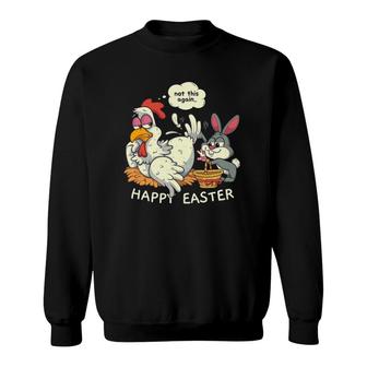 Funny Easter Bunny Collecting Easter Egg From Hen Easter Sweatshirt - Thegiftio UK