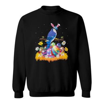 Funny Easter Egg Lover Cute Blue Jay Bird Easter Sunday Sweatshirt | Mazezy