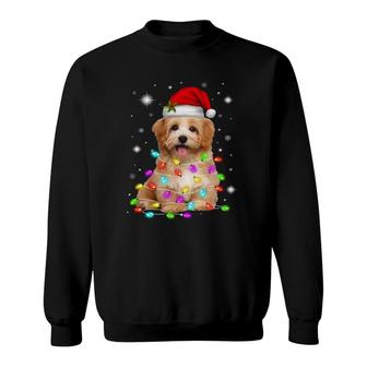Funny Havanese Dog Santa Hat Christmas Lights Lover Sweatshirt | Mazezy