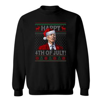 Funny Joe Biden Happy 4Th Of July Ugly Christmas Sweatshirt - Seseable