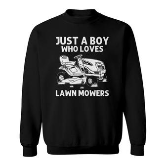 Funny Lawn Mowing Gift Boys Kids Lawn Mower Farm Gardening Sweatshirt - Seseable