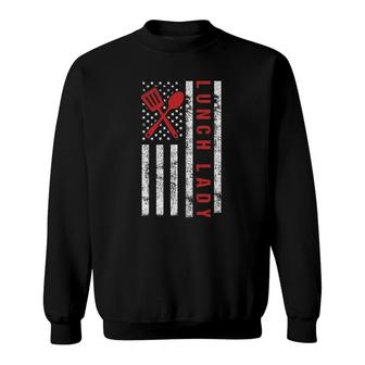Funny Lunch Lady School Cafeteria Worker American Flag Sweatshirt | Mazezy
