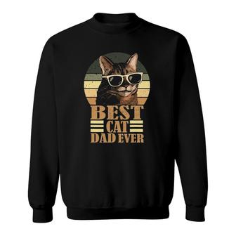 Funny Mens Vintage Retro Best Cat Dad Ever Sweatshirt - Seseable
