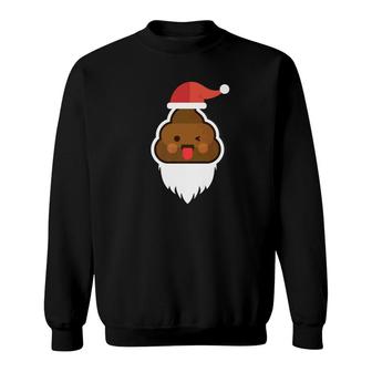 Funny Poo Poop Emoticon Emoticon With Santas Hat And Beard Sweatshirt - Monsterry UK