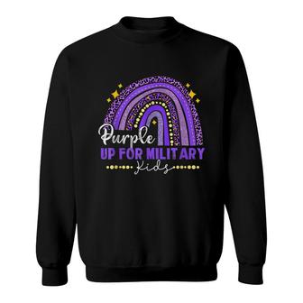 Funny Rainbow Purple Up For Military Kids Month Ribbon Sweatshirt - Seseable