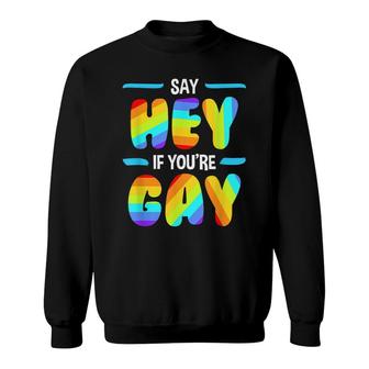 Funny Say Hey If Youre Gay Lgbt Lesbian Pride Gift Sweatshirt - Seseable