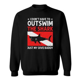 Funny Scuba Diving Design For Men Women Shark Diving Buddy Sweatshirt - Thegiftio UK