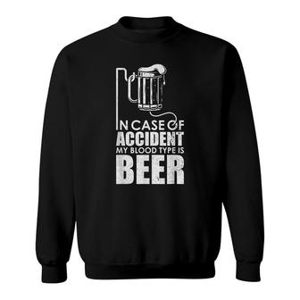 Funny Vintage My Blood Type Is Beer Distressed Alcoholic Sweatshirt - Thegiftio UK