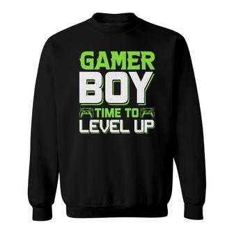 Gamer Boy Time To Level Up Birthday Boy Matching Video Gamer Design Sweatshirt - Seseable