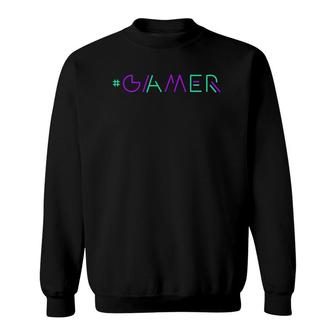 Gamer Retro Gaming Gamer & Video Game Lover Green-Purple Sweatshirt - Seseable