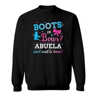 Gender Reveal Boots Or Bows Abuela Matching Baby Party Sweatshirt | Mazezy