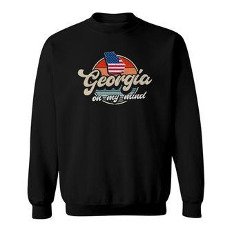 Georgia On My Mind The Peach State Outline Southern Usa Flag Sweatshirt | Mazezy