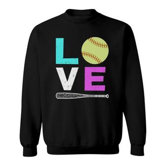 Girls Love Softball Best Fun Birthday Players Lovers Sweatshirt | Mazezy