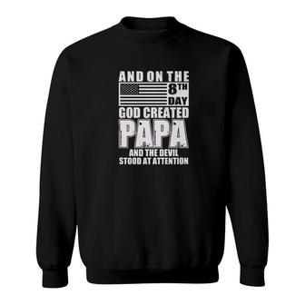 God Created Papa For Christmas Sweatshirt - Monsterry