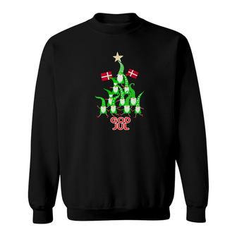 God Jul Christmas Tree Tomte Nisse Gnome Elf Danish Flag Sweatshirt - Monsterry DE