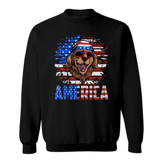 Golden Retriever America Patriotic Dog Usa Flag Memorial Day Sweatshirt - Seseable