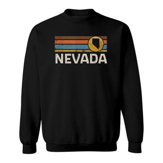 Graphic Tee Nevada Us State Map Vintage Retro Stripes Sweatshirt - Seseable