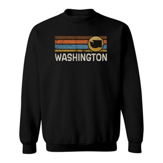 Graphic Tee Washington Us State Map Vintage Retro Stripes Sweatshirt - Seseable