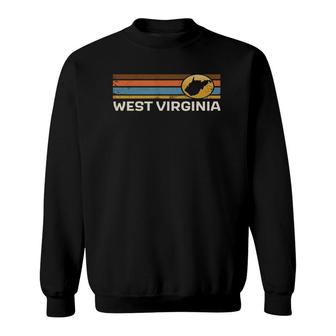 Graphic Tee West Virginia Us State Map Vintage Retro Stripes Sweatshirt - Seseable