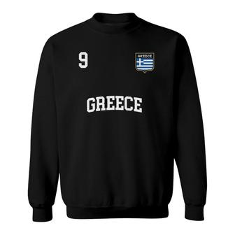 Greece 9 Greek Flag Football Soccer Team Sweatshirt | Mazezy