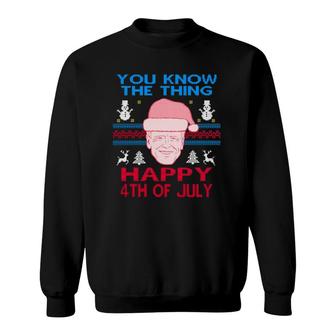 Happy Christmas Biden 4Th Of July Funny Christmas Ugly Sweatshirt - Seseable