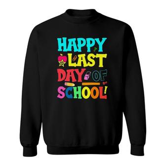 Happy Last Day Of School Learning Tools Apple Star Student Teacher Sweatshirt - Seseable