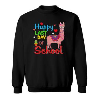 Happy Last Day Of School Llama Students And Teachers Sweatshirt - Seseable