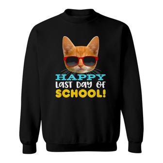 Happy Last Day Of School Smiling Orange Cat Sweatshirt - Seseable